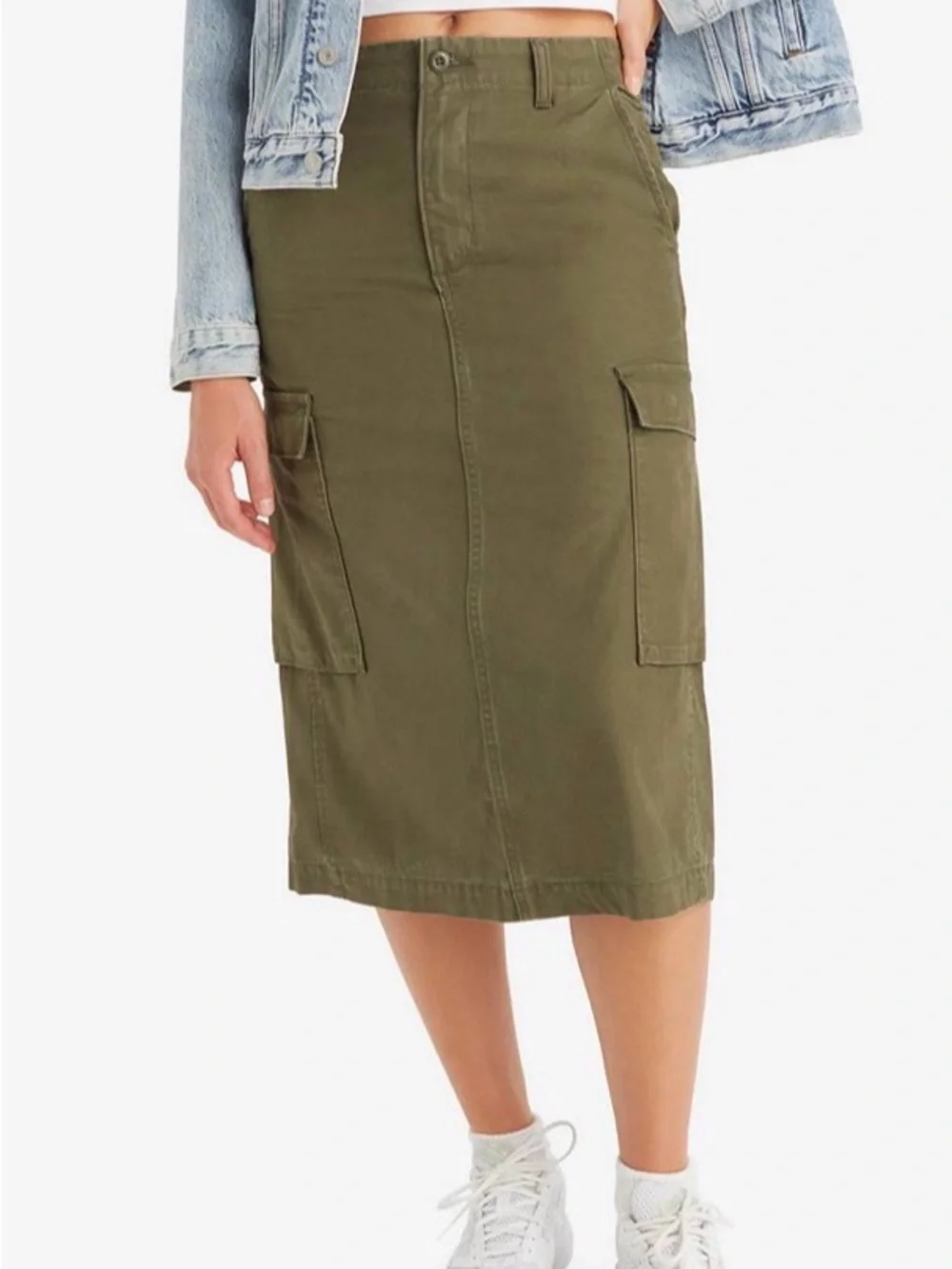 Levi's Olive Green Cargo Midi Skirt